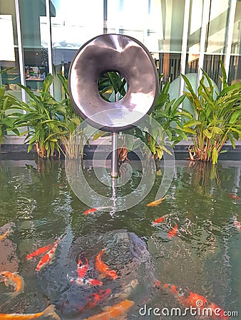 Fish pond at hotel in Khonkaen, Thailand Stock Photo