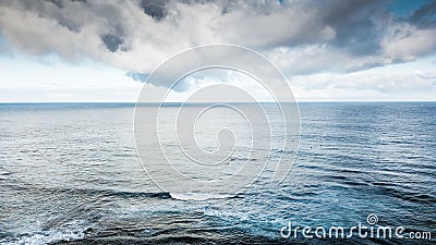 Beautiful coloured blue aerial view of water and oceanic waves. great sky with clouds and beauty background. outdoor nature Stock Photo