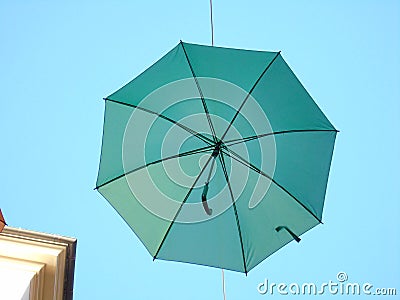 Beautiful coloured umbrellas over the city of Genova Editorial Stock Photo