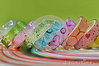 Beautiful Colourful glitter texture designed adhesive tape for amazing art craft ideas Stock Photo