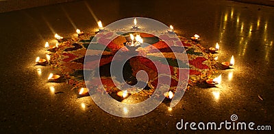 Beautiful & colourful Rangoli during Diwali Stock Photo