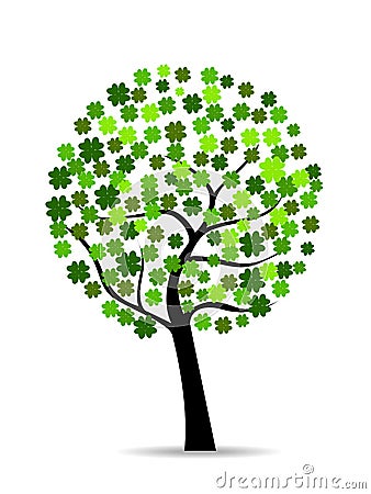 A beautiful colover tree on white isolted Vector Illustration