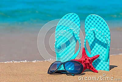 Beautiful composition for a card with a beach Stock Photo