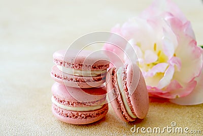 Beautiful composition with colorful macaroon cookies Stock Photo