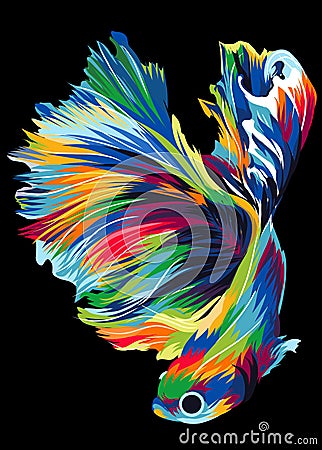 Beautiful and cool colorful Betta fish pop art for decoration Stock Photo