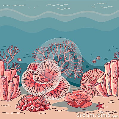 Beautiful coral card for print Cartoon Illustration