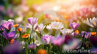 Beautiful cosmos flowers blooming in garden Stock Photo