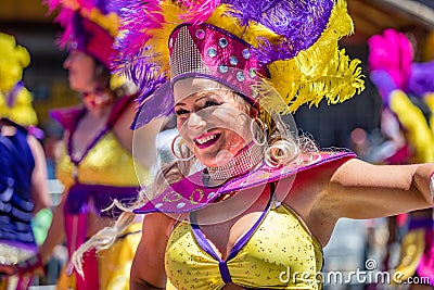 Beautiful costumes from the San Francisco 2018 Carnival Editorial Stock Photo