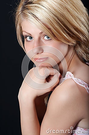 Beautiful country girl smiling Stock Photo