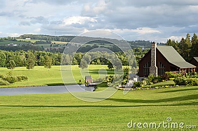 Beautiful country home with lawn Stock Photo