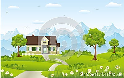 Beautiful country house Vector Illustration