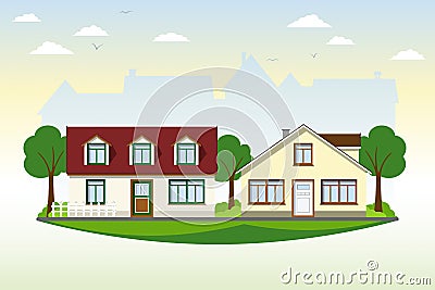 Beautiful country houses Vector Illustration