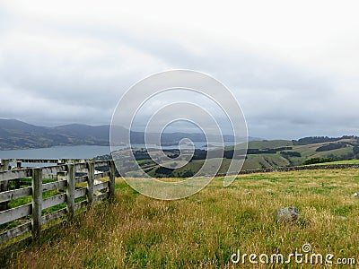 The beautiful country side of the Otago Peninsula, outside of Dunedin, New Zealand Stock Photo