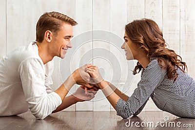 Beautiful couple at home Stock Photo