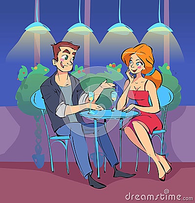 Beautiful couple in a restaurant for a romantic dinner Stock Photo