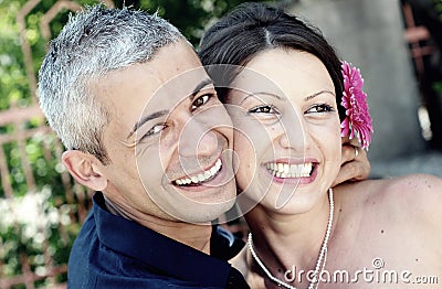 Beautiful couple smiling Stock Photo