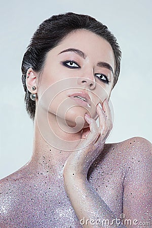 Beautiful Creative Fashion Makeup Stock Photo