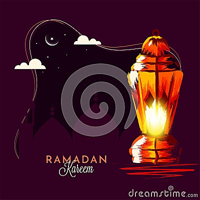 Beautiful Creative illustration of a lantern with minimal background. Islamic festival of the holy month of Ramadan Kareem Cartoon Illustration