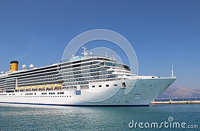 Beautiful cruise ship and blue sea Editorial Stock Photo
