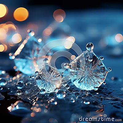 Beautiful crystal jewelry on a dark background with bokeh. Stock Photo