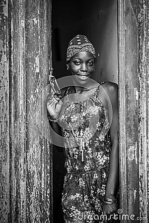 Afro Girl. Portrait of a beautiful cuban girl. Editorial Stock Photo