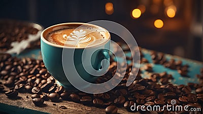 cup coffee,vintage, tasty latte , grains beverage design creative product Stock Photo