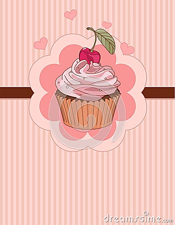 Beautiful cupcake place card Vector Illustration