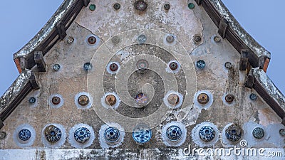 Beautiful cups and bolws decorated on the wall Stock Photo