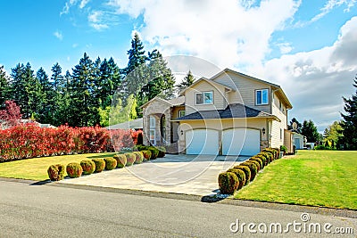 Beautiful curb appeal. Exterior design idea Stock Photo