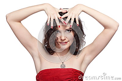 Beautiful curly brunette Stock Photo