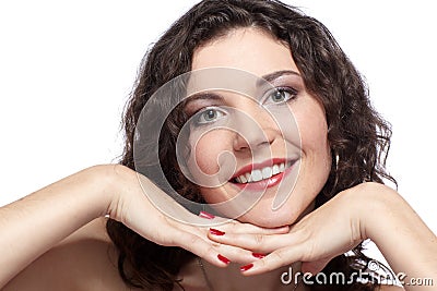 Beautiful curly brunette Stock Photo