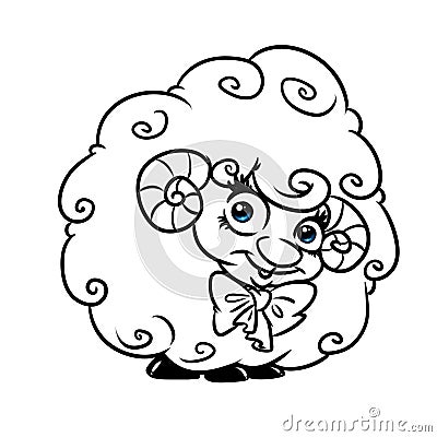 Beautiful curly lamb cartoon coloring page Cartoon Illustration