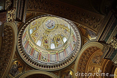 Beautiful curve arched vault in the Catholic cathedral Stock Photo