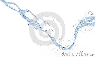 Beautiful curved blue water swirl with tiny droplets Stock Photo