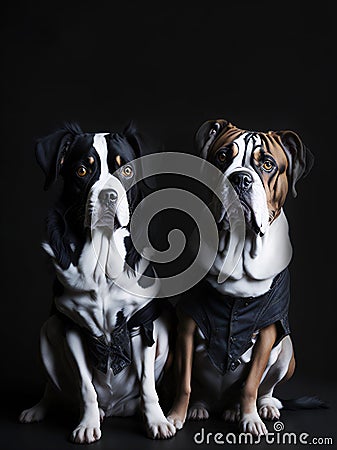 Beautiful cute dogs on a clean background. Home pets. Petfluencers Stock Photo