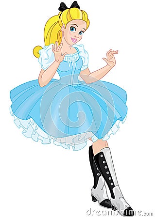 Beautiful Cute Girl Alice Princess Vector Illustration