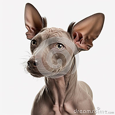 Beautiful cute nice dog breed mexican hairless xoloitzcuintle isolated on white close-up, beautiful pet, Stock Photo