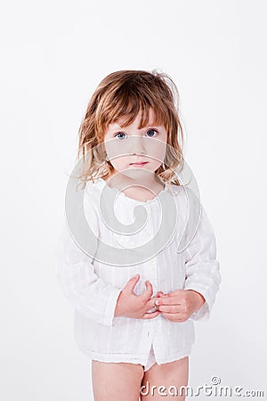 Beautiful cute shy child Stock Photo