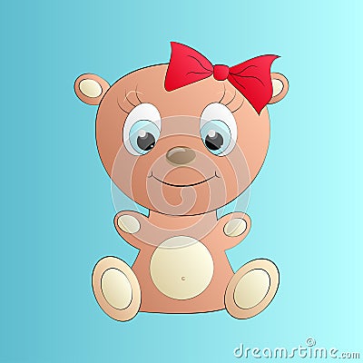 Beautiful cute soft kind teddy bear toy on a blue background Vector Illustration