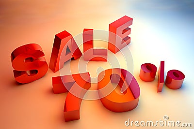 Beautiful 3d render text SALE 70% Stock Photo