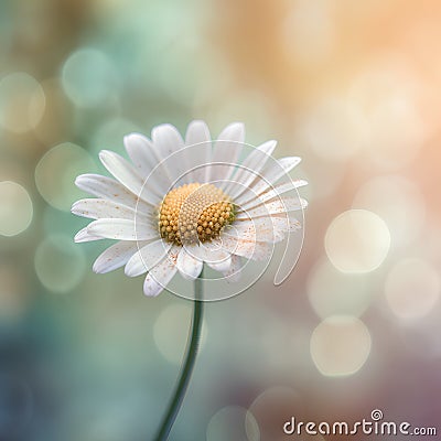 Beautiful daisy flower with bokeh background, macro shot Stock Photo