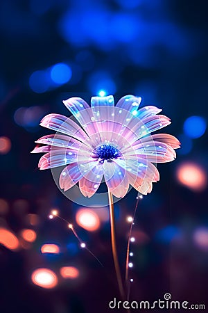 Beautiful daisy flower with bokeh lights on background. Stock Photo