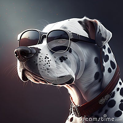 Beautiful Dalmatian dog wearing Oakley sunglasses Stock Photo