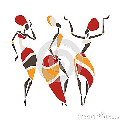 Beautiful dancers silhouette Cartoon Illustration