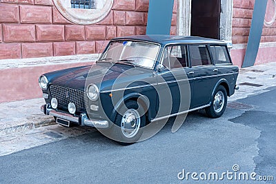 Beautiful dark blue vintage Fiat 1100 D Editorial Stock Photo