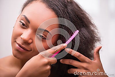 Beautiful dark skinned girl Stock Photo