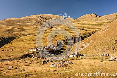 Beautiful Dartlo village, Tusheti, Georgia Stock Photo