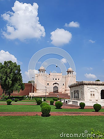 Beautiful daytime view of the famous Lahore Fort in Lahore, Pakistan. Editorial Stock Photo