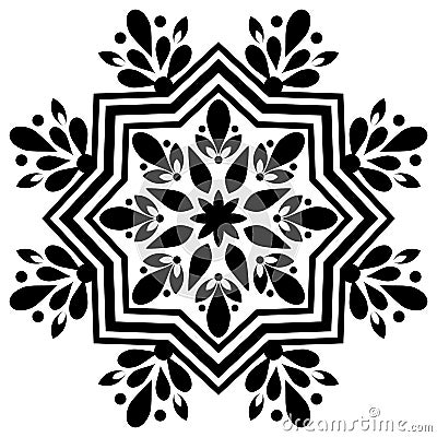 Beautiful Deco Mandala Vector. Frost, chic. Black and white mandala Mandala. Vector Illustration