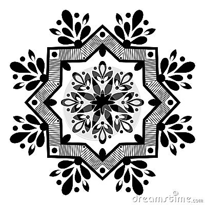 Beautiful Deco Mandala Vector. Frost, chic. Black and white mandala Mandala. Vector Illustration